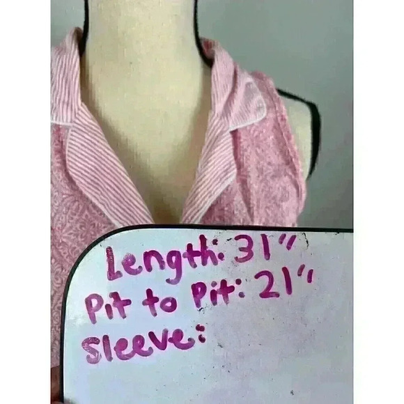 Vtg Laura Ashley Babydoll Nightgown Sleeveless Button Front Collared Bow Pink M - Picture 2 of 11